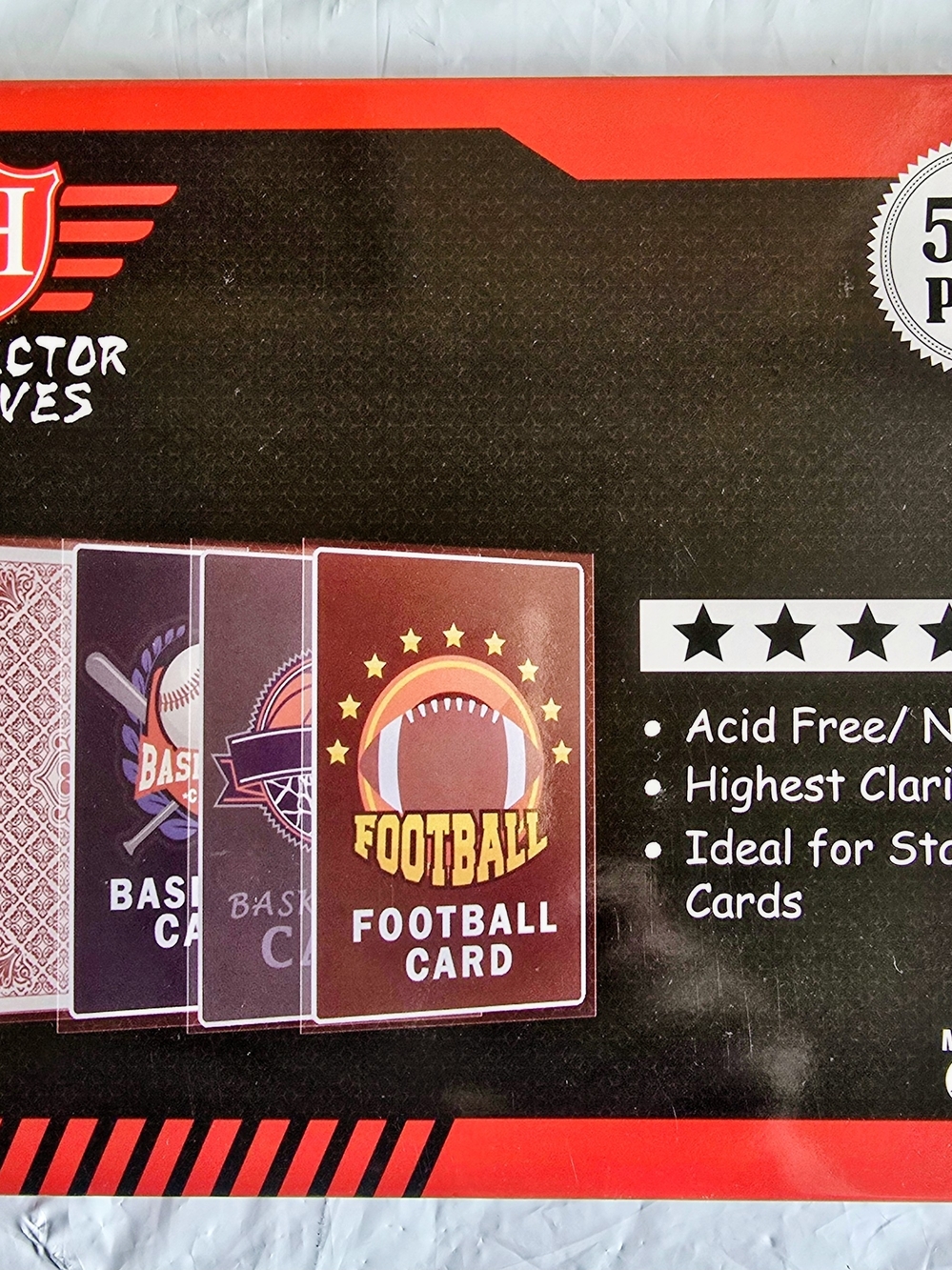 Football Card Sleeves - Red New In Box 500 Pieces